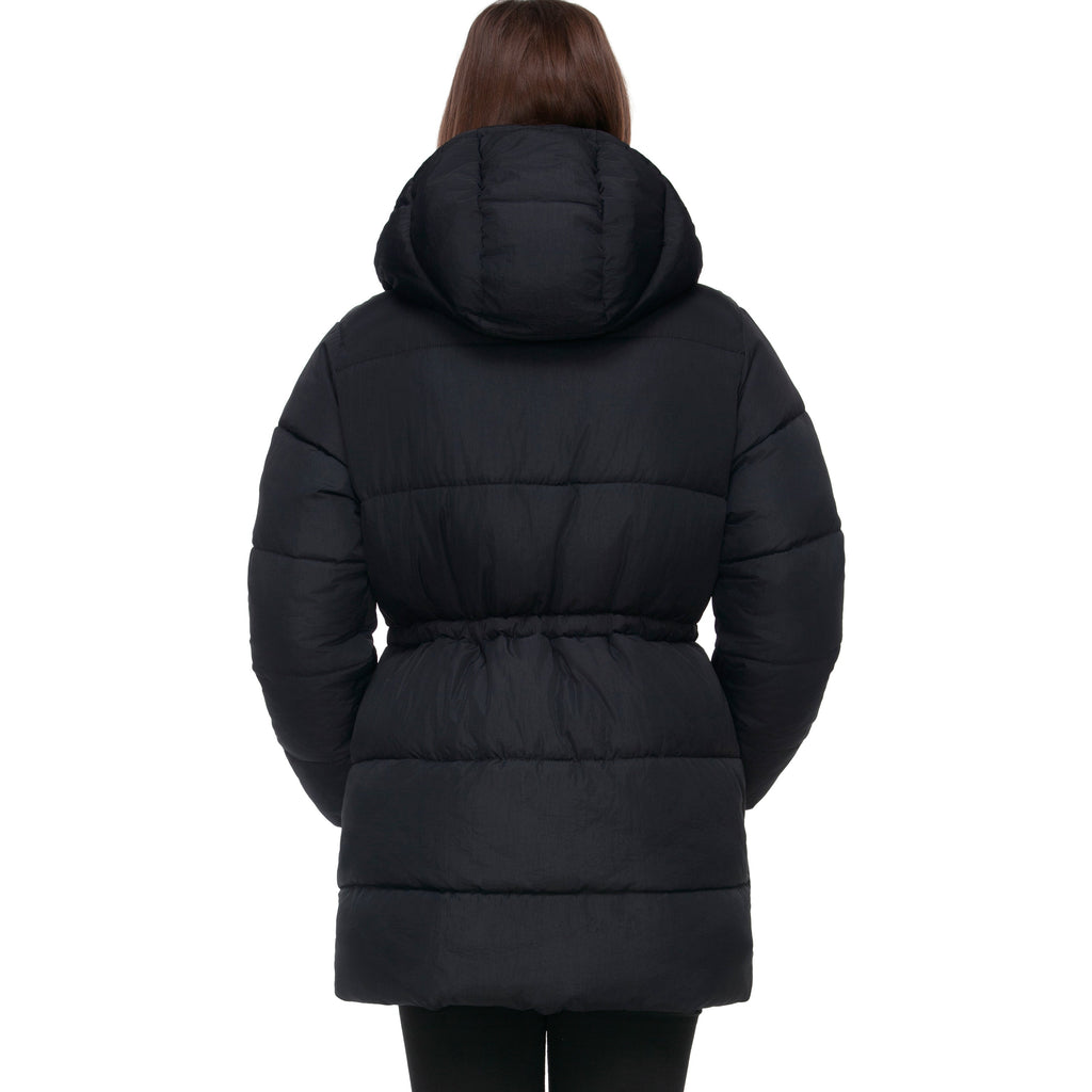 Rokka&Rolla Women's Cinched Waist Puffer Coat Wind Guard Winter Jacket