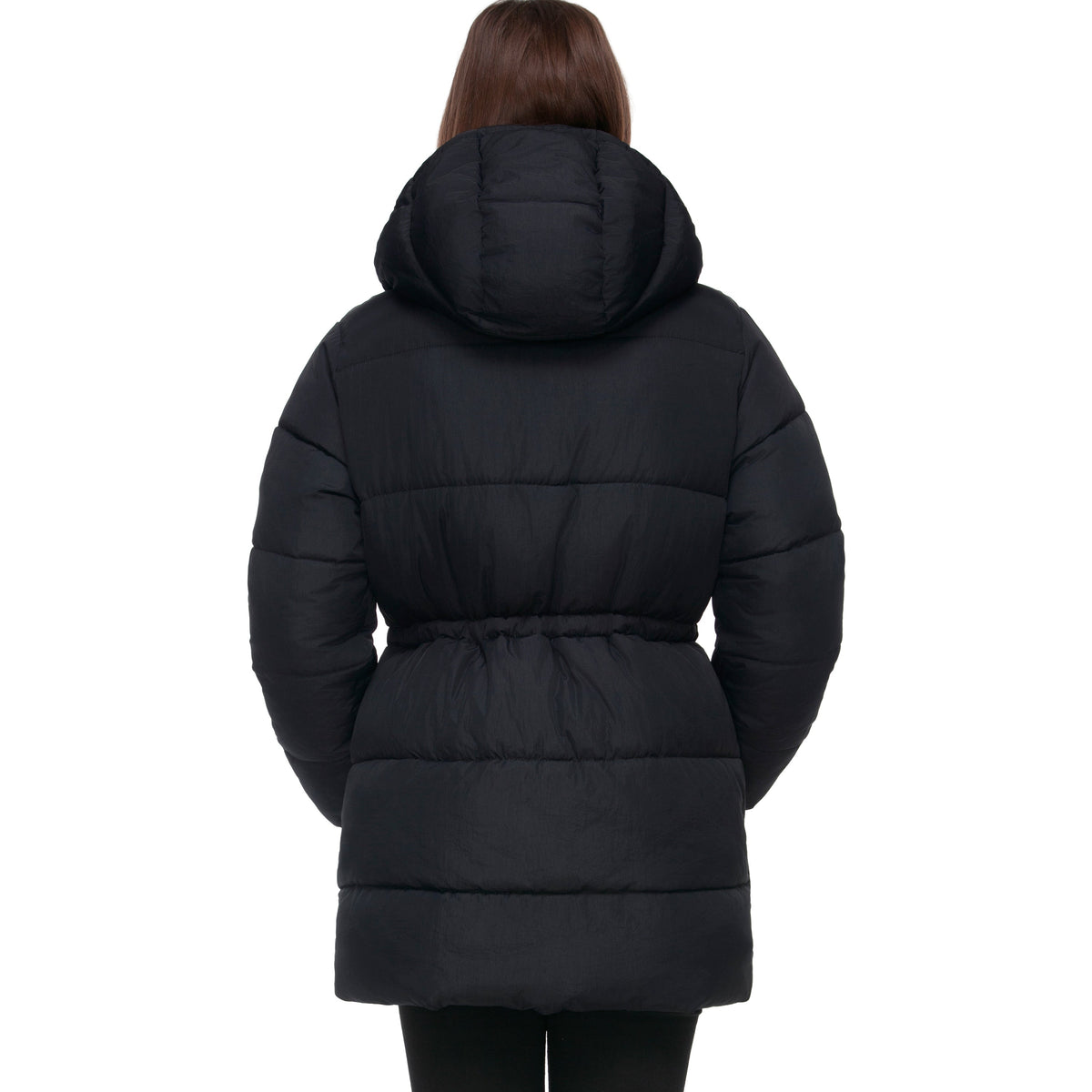 Rokka&Rolla Women's Cinched Waist Puffer Coat Wind Guard Winter Jacket