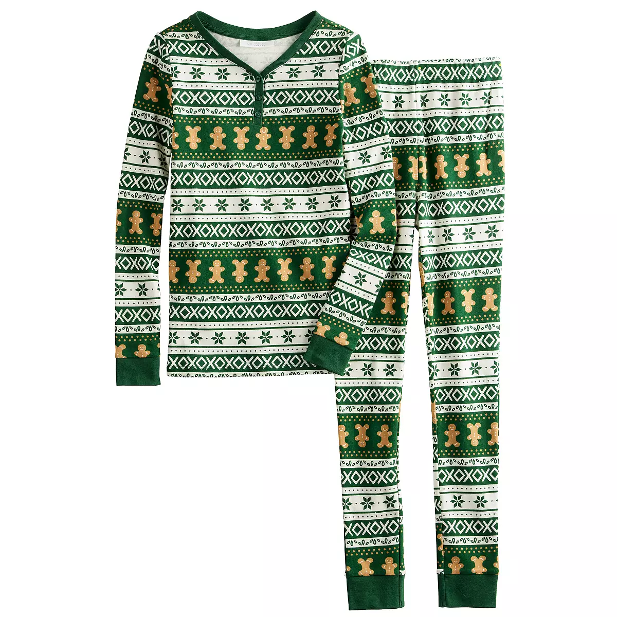 Green Gingerbread Matching Family Christmas Pajamas (Dog Pajamas Included)
