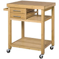 Rolling Bamboo Kitchen Trolley with Open Shelves