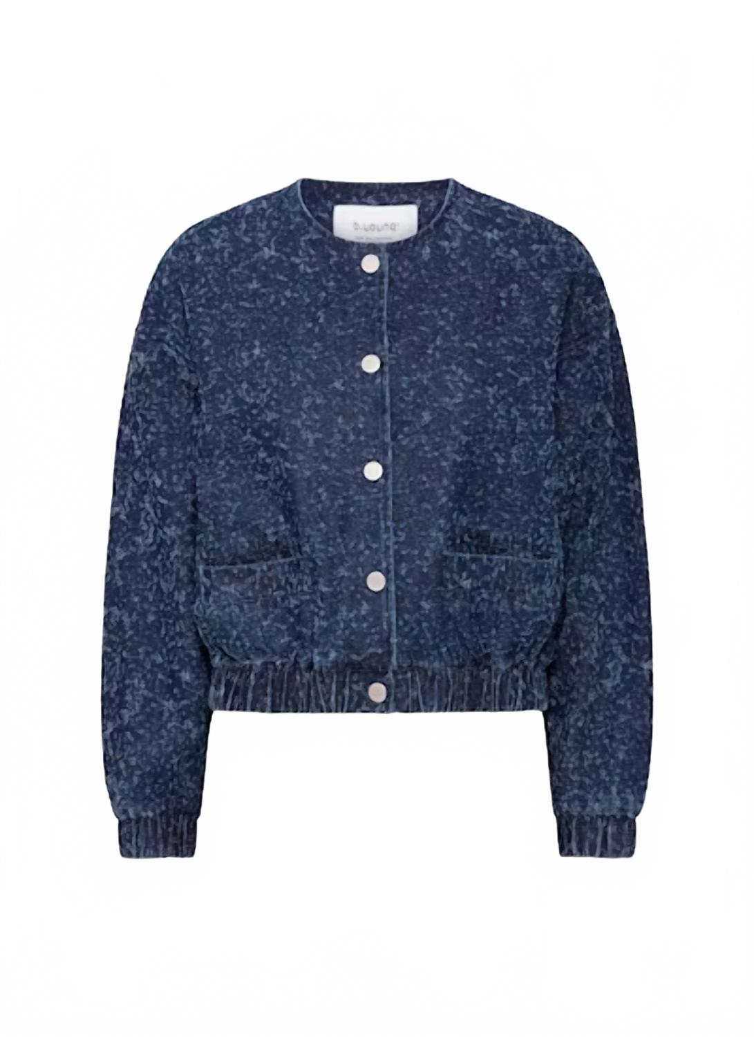Kanilla Textured Denim Jacket In Dark Blue