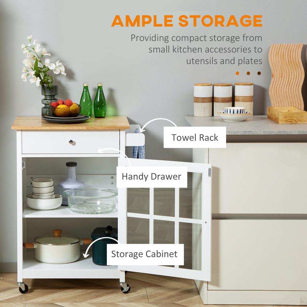 Kitchen Cart with Drawer and Adjustable Shelf