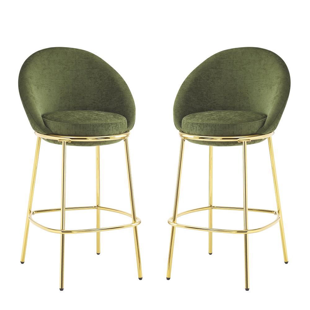 Luxury Upholstered Bar Stools with Cushioned Seats and Polished Metal Legs