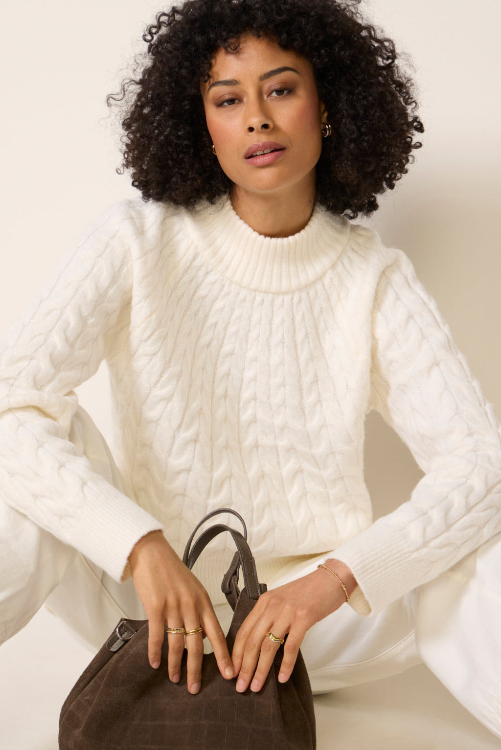 Women's Reese Cable Mock Neck Pullover