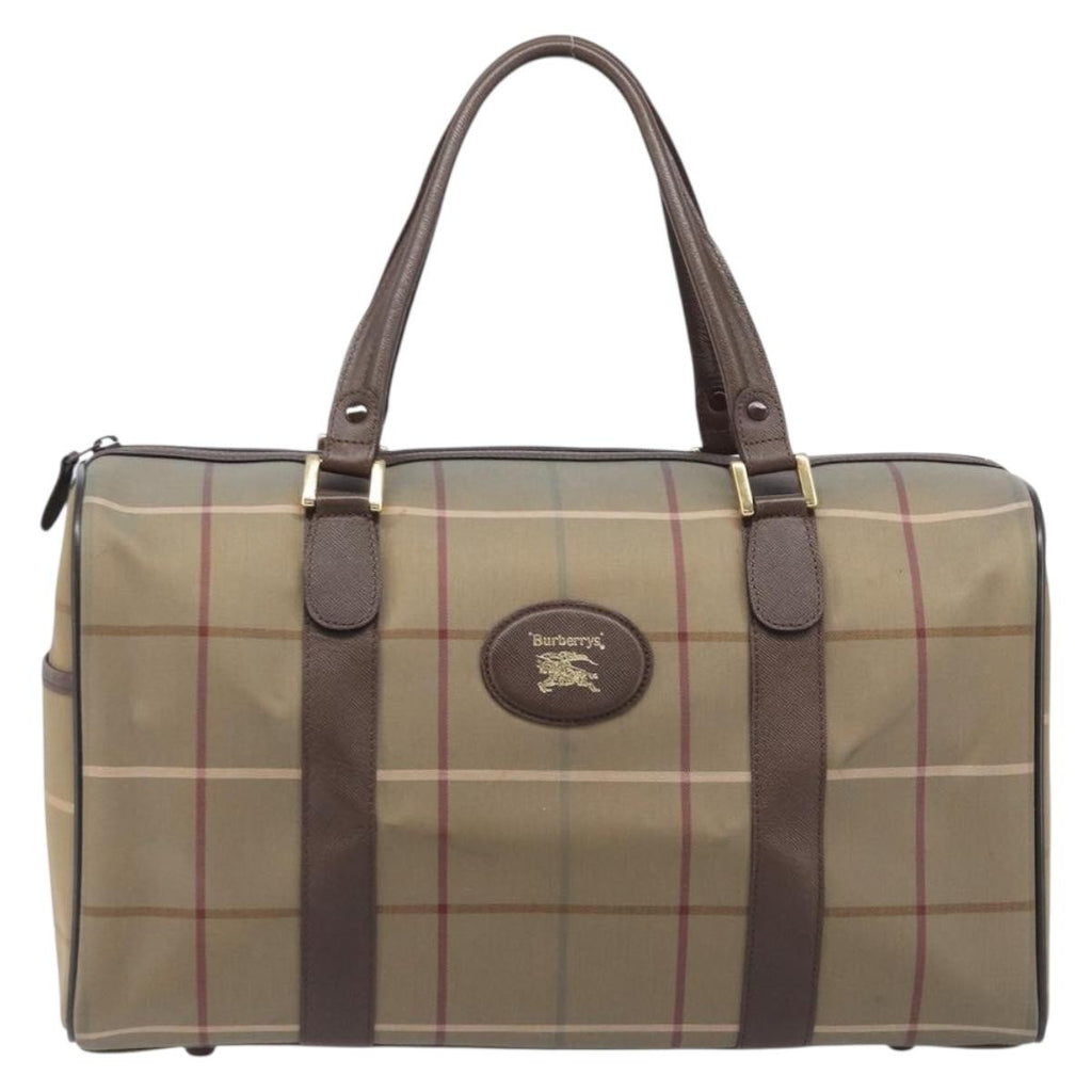 Burberry Nova Check Boston Canvas Canvas Handbag (Pre-Owned)