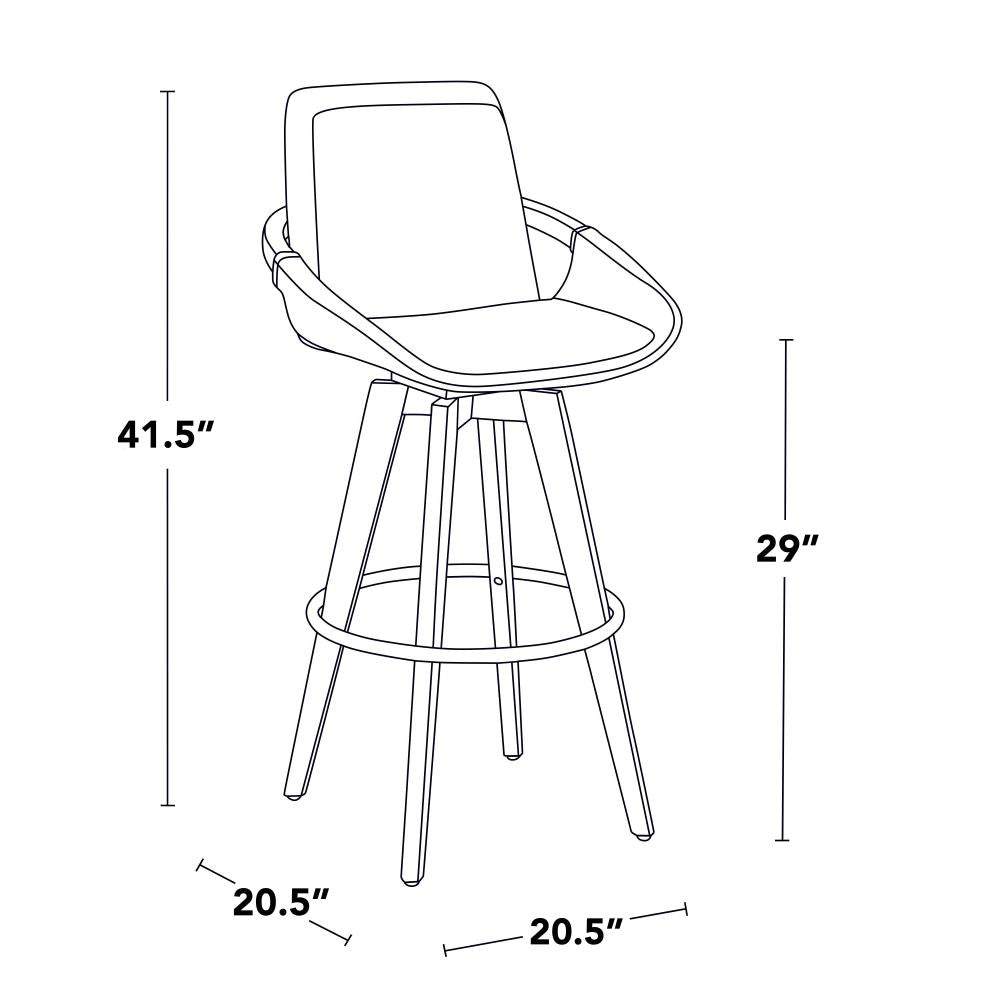 Contemporary Swivel Barstool with Padded Seat and Supportive Backrest