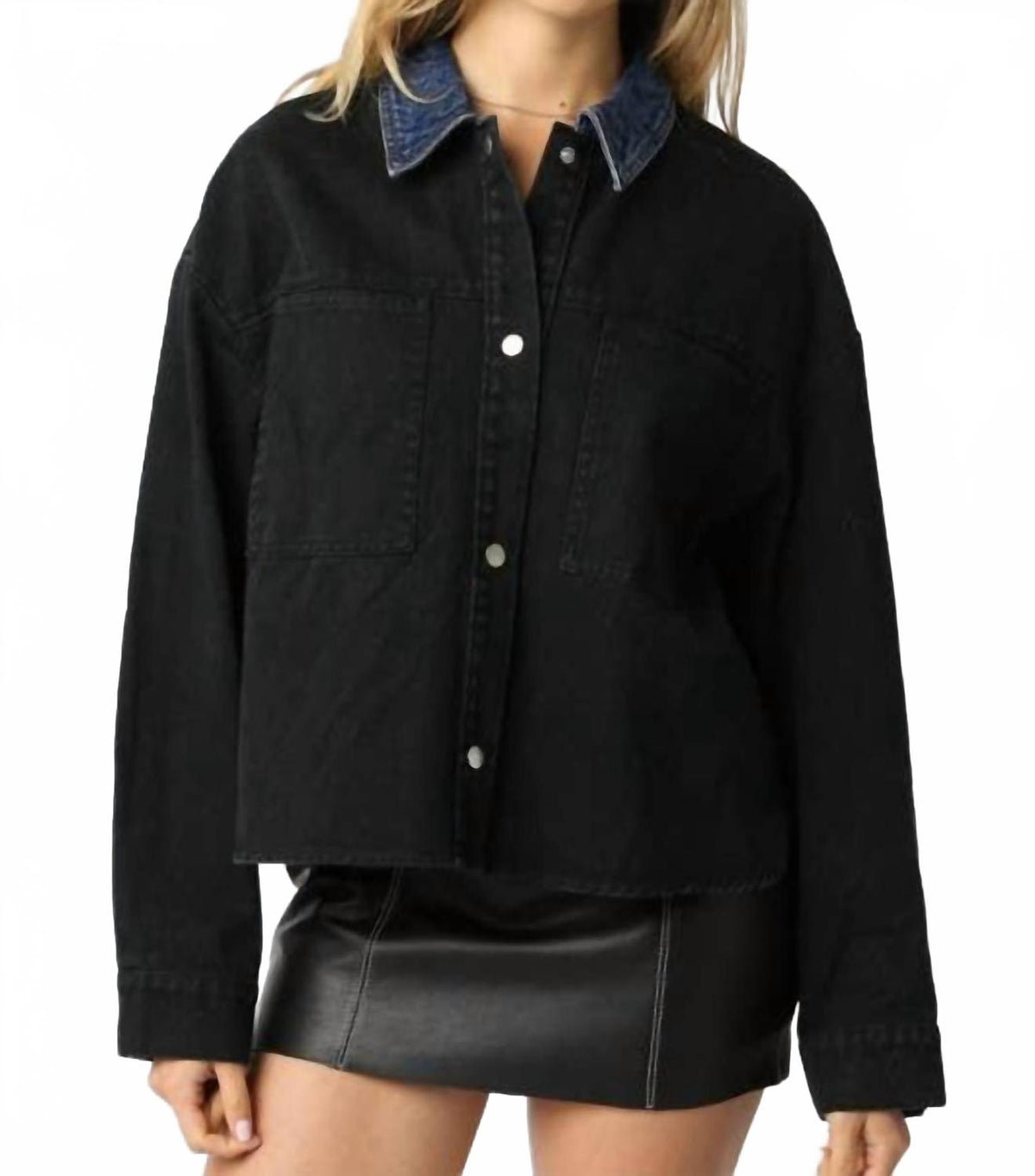 Ricki Contrast Jacket In Black Denim