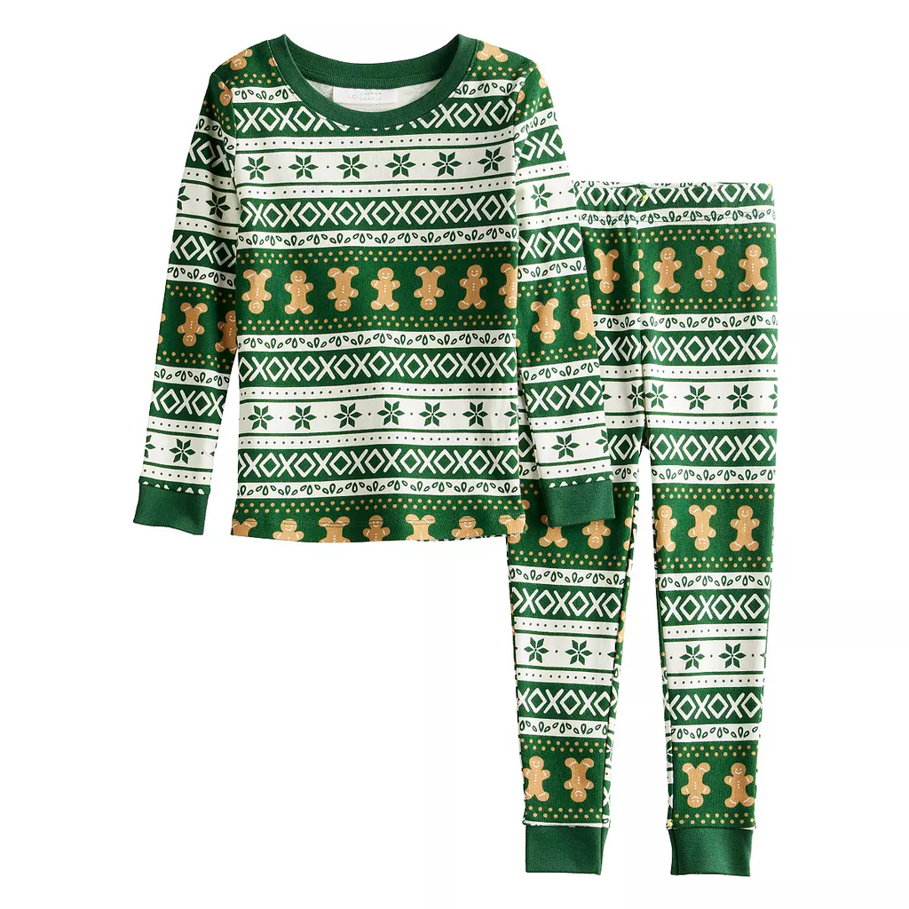 Green Gingerbread Matching Family Christmas Pajamas (Dog Pajamas Included)