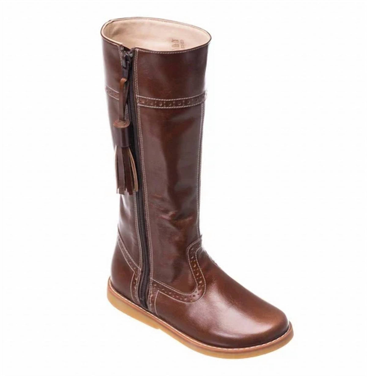 Girl's Leather Riding Boots In Brown