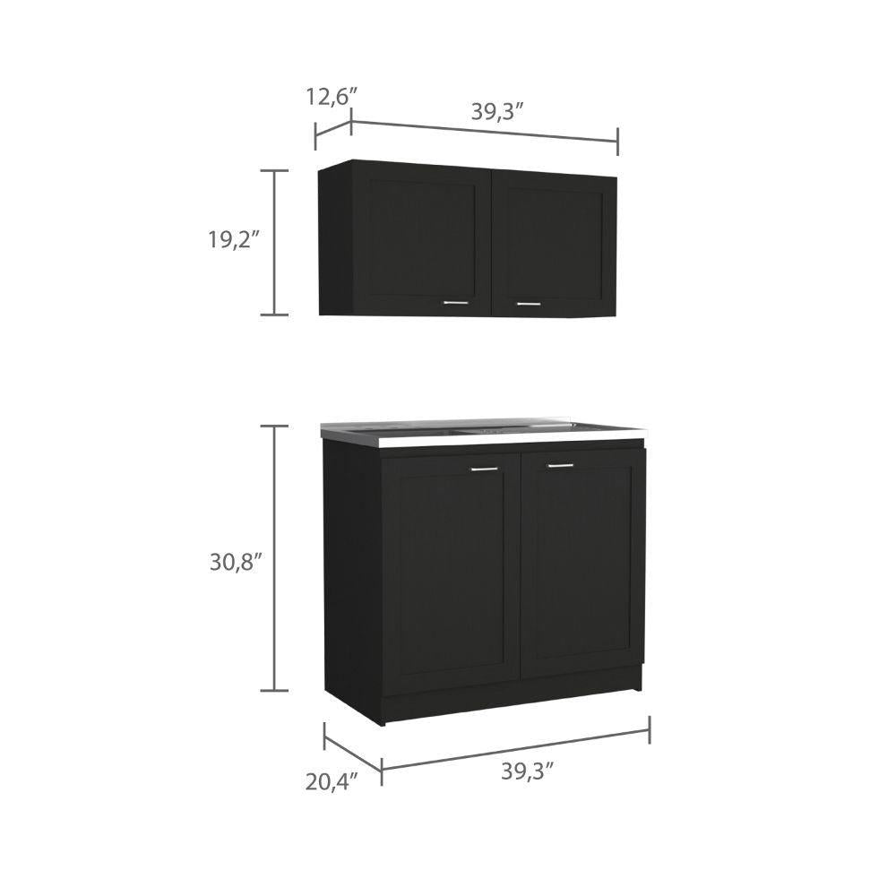 Two-Piece Cabinet Set with Enclosed Storage