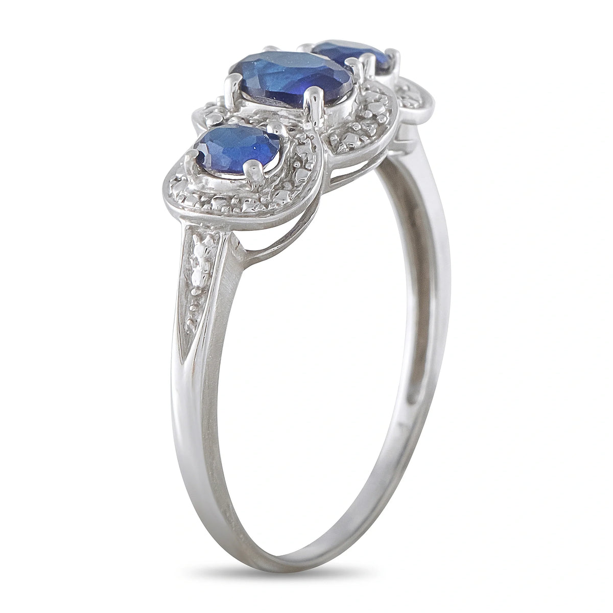 LB Exclusive 14K White Gold 1.0ct Sapphire Three-Stone Ring MF01-081926