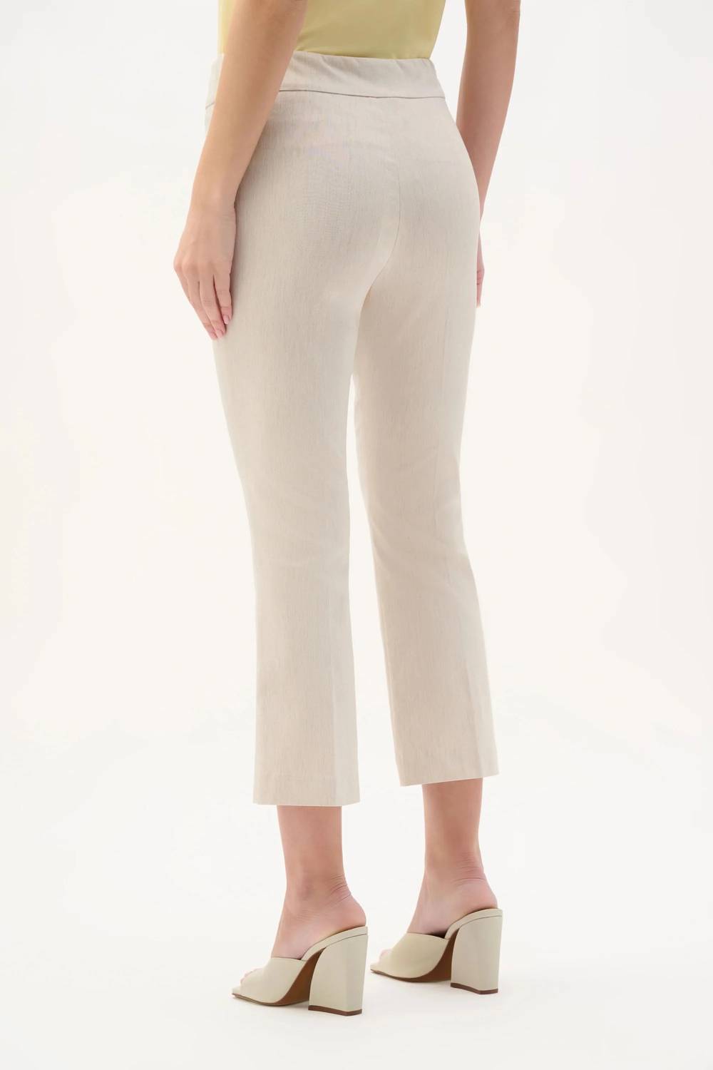 Woven Pull-On Cropped Flare Pants In Natural