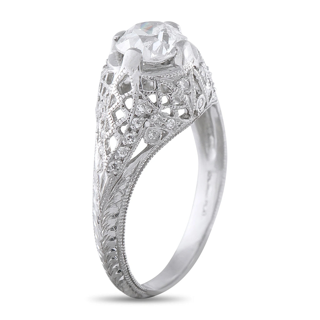 LB Exclusive Antique Platinum 0.93ct Diamond Ring MF14-080426