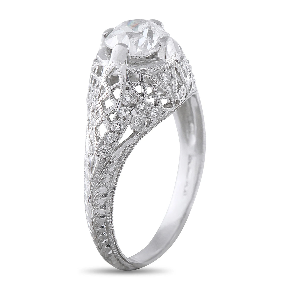 LB Exclusive Antique Platinum 0.93ct Diamond Ring MF14-080426