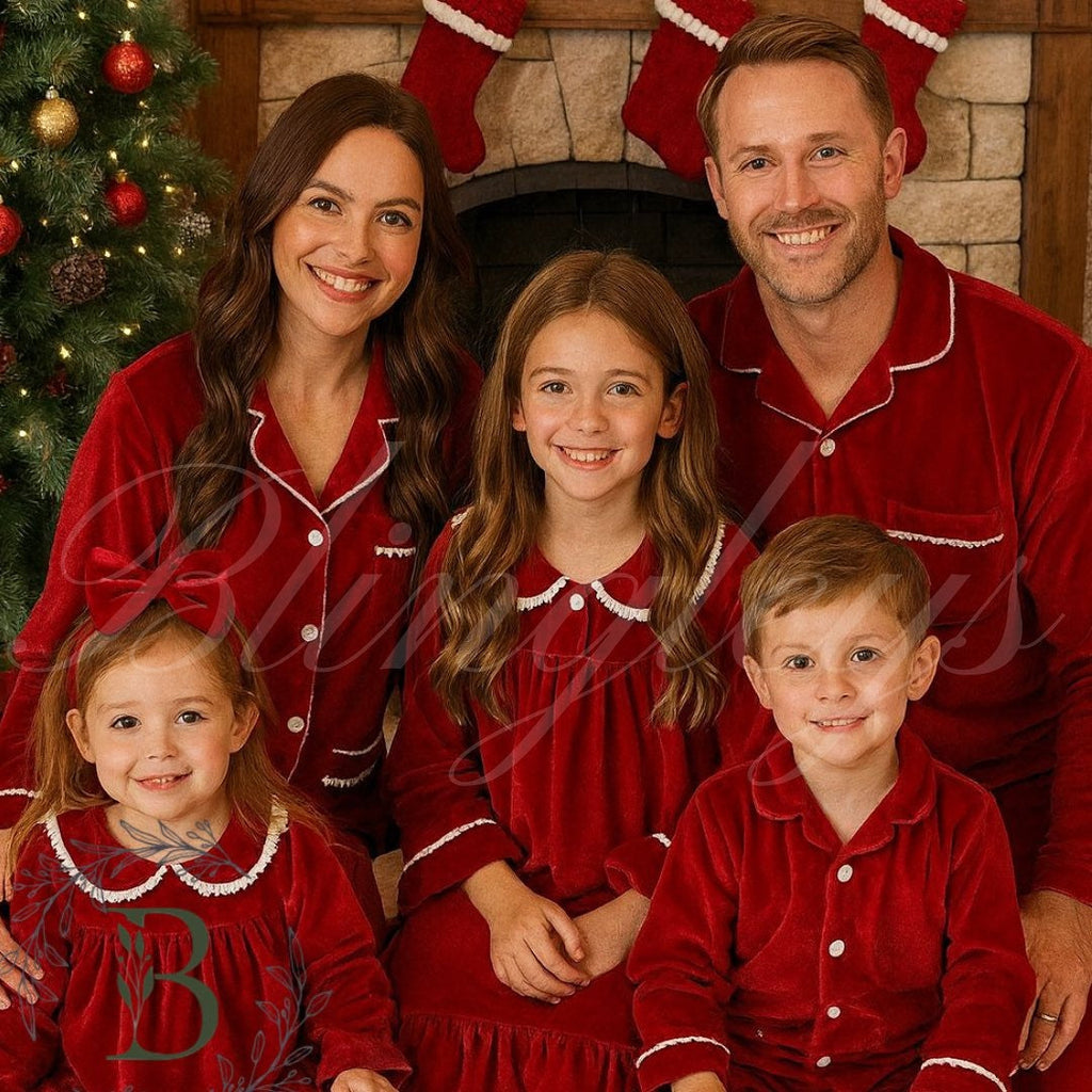 Red Velvet Matching Family Christmas Pajamas