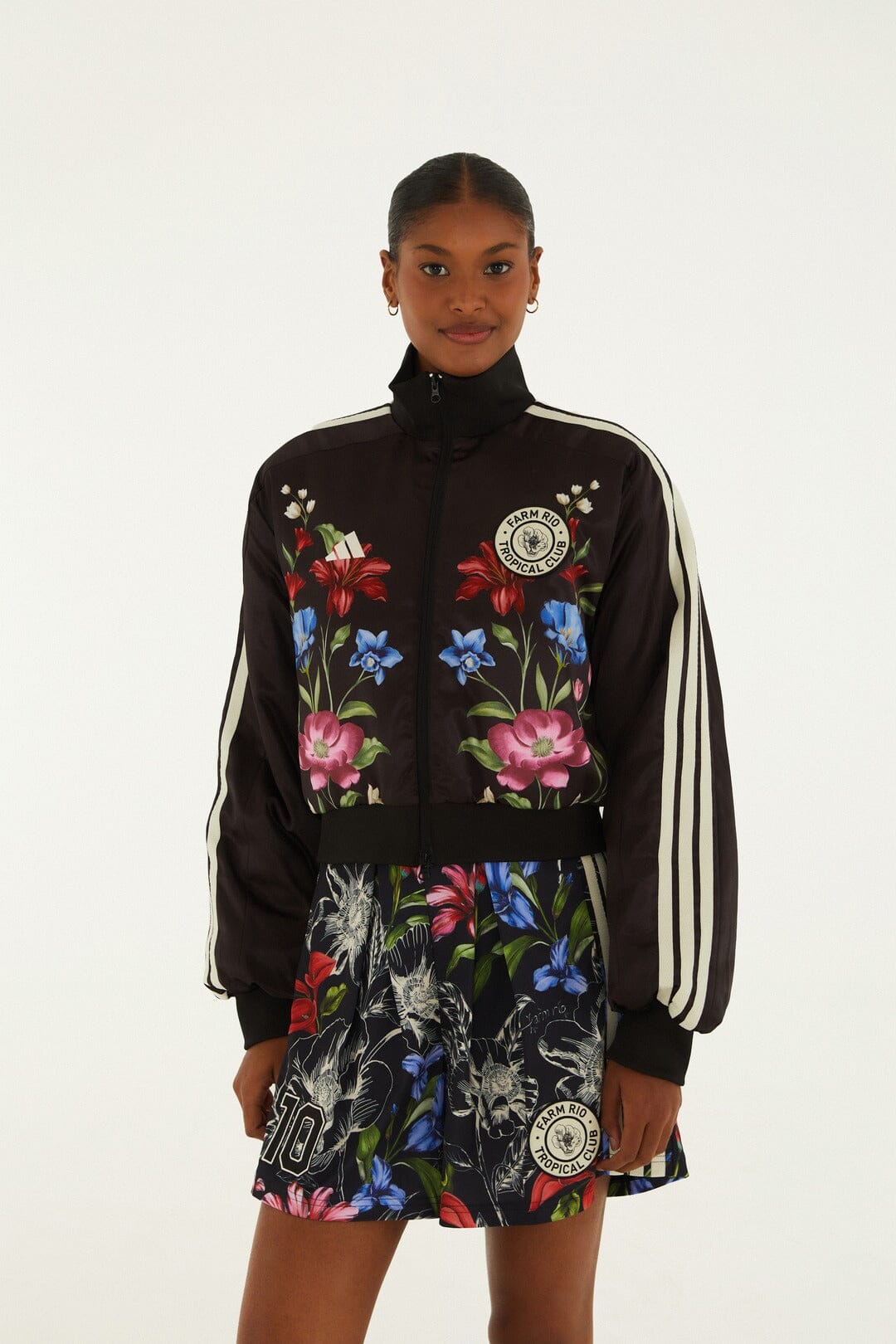 Ainika Floral Black Adidas Track Top