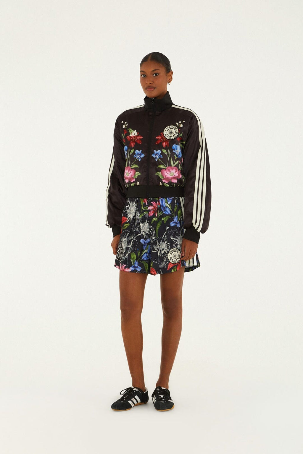 Ainika Floral Black Adidas Track Top