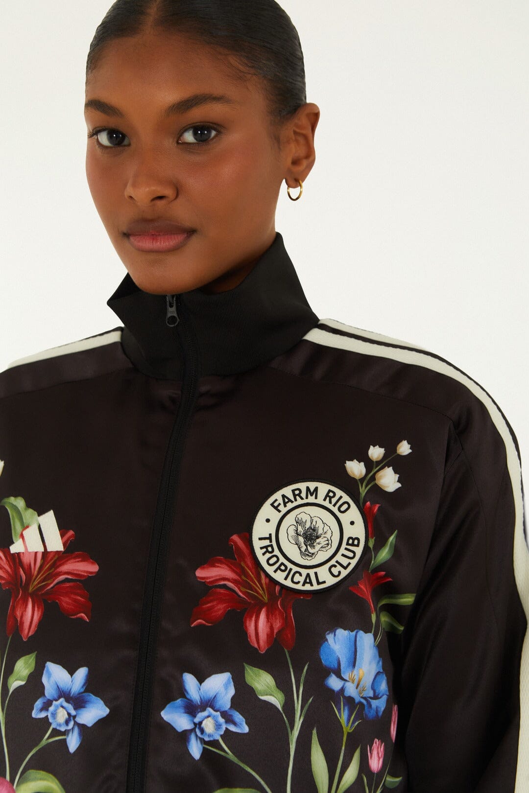 Ainika Floral Black Adidas Track Top