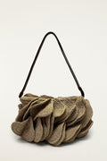 Beige Raffia Shoulder Flower Bag