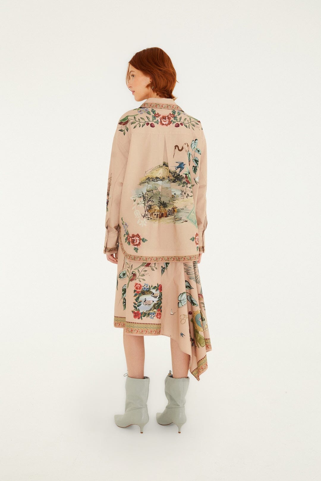 Bird Poetry Collared Buttoned Shirt