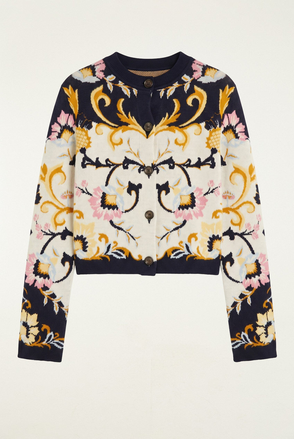 Birds Romance Buttoned Knit Cardigan