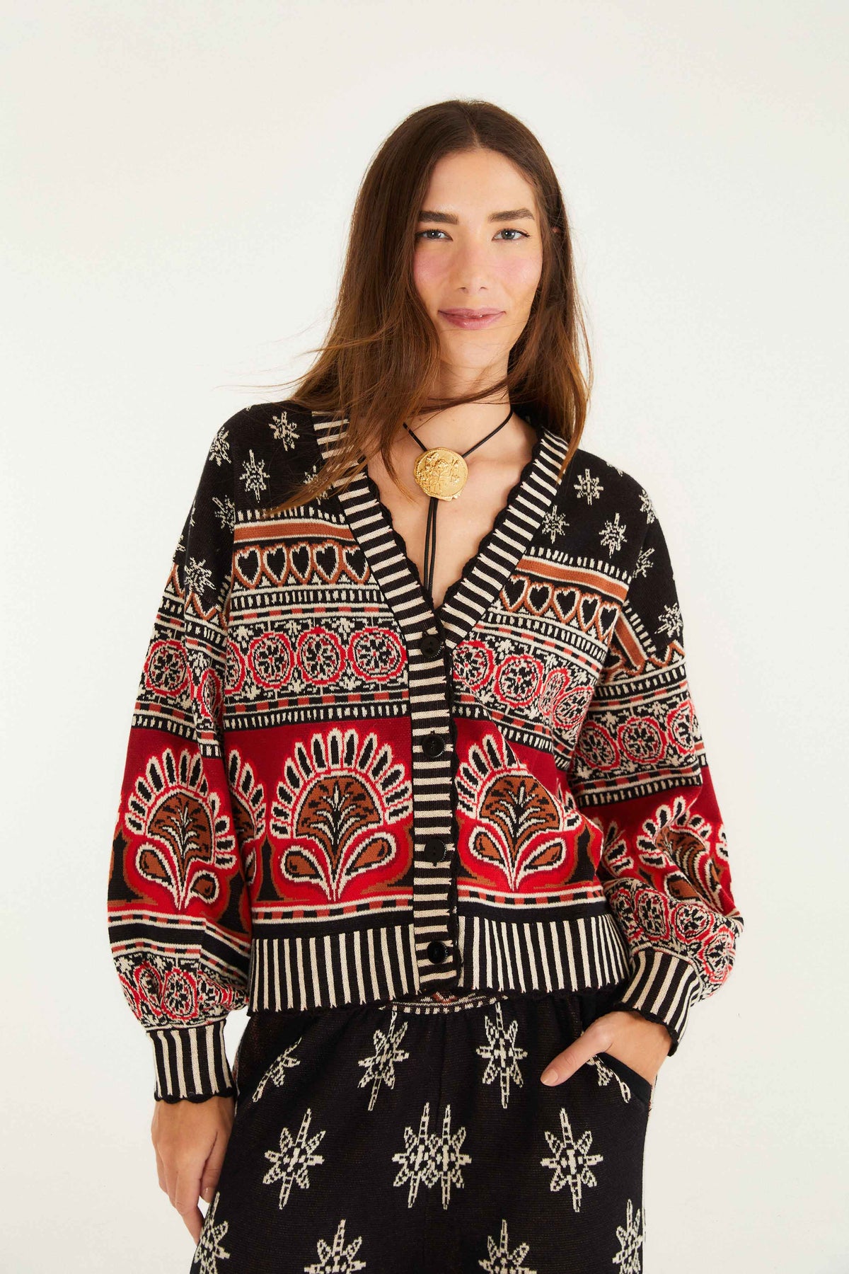 Black Ainika Love Coconut Groove Knit Cardigan