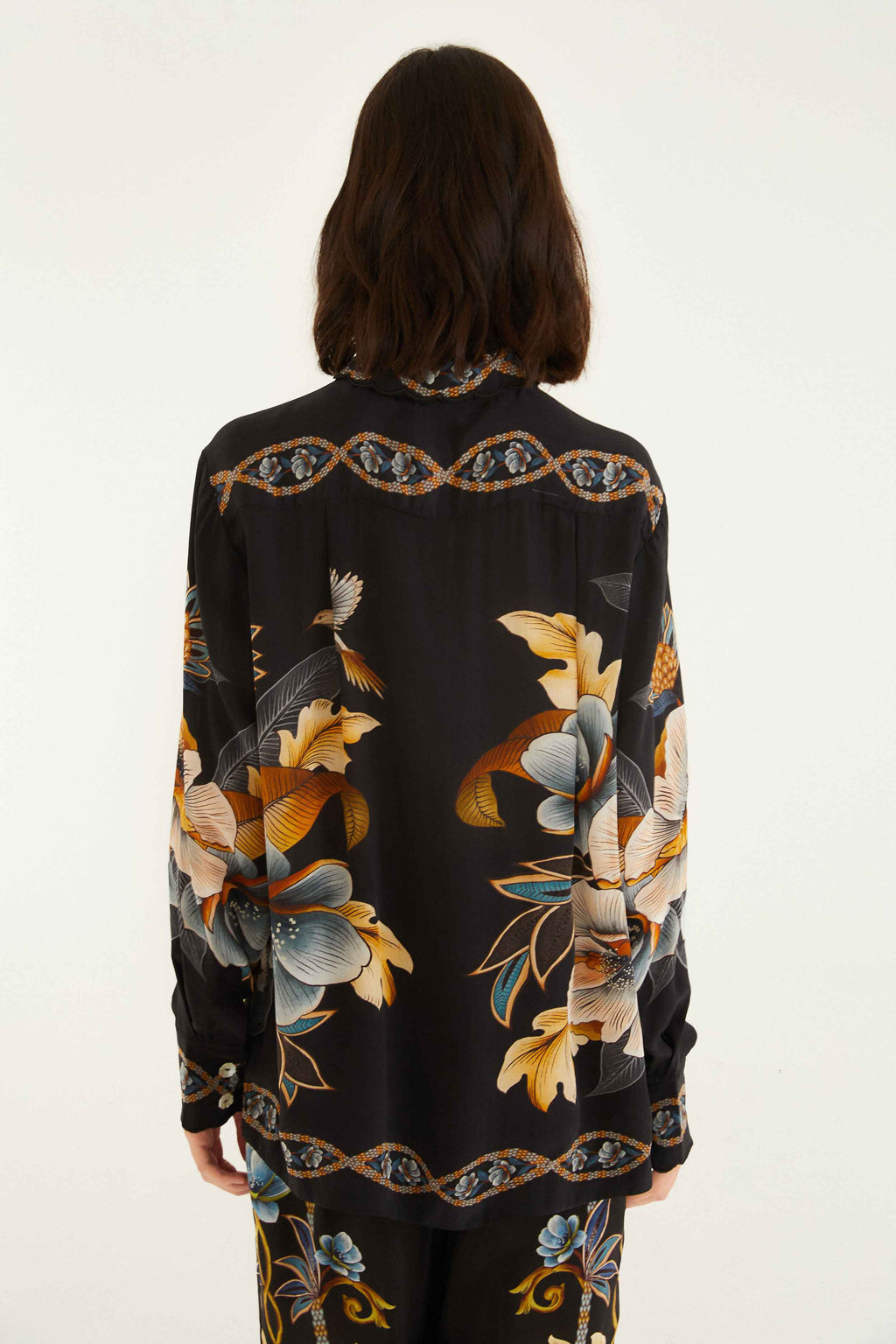 Black Floral Snake Pajama Shirt