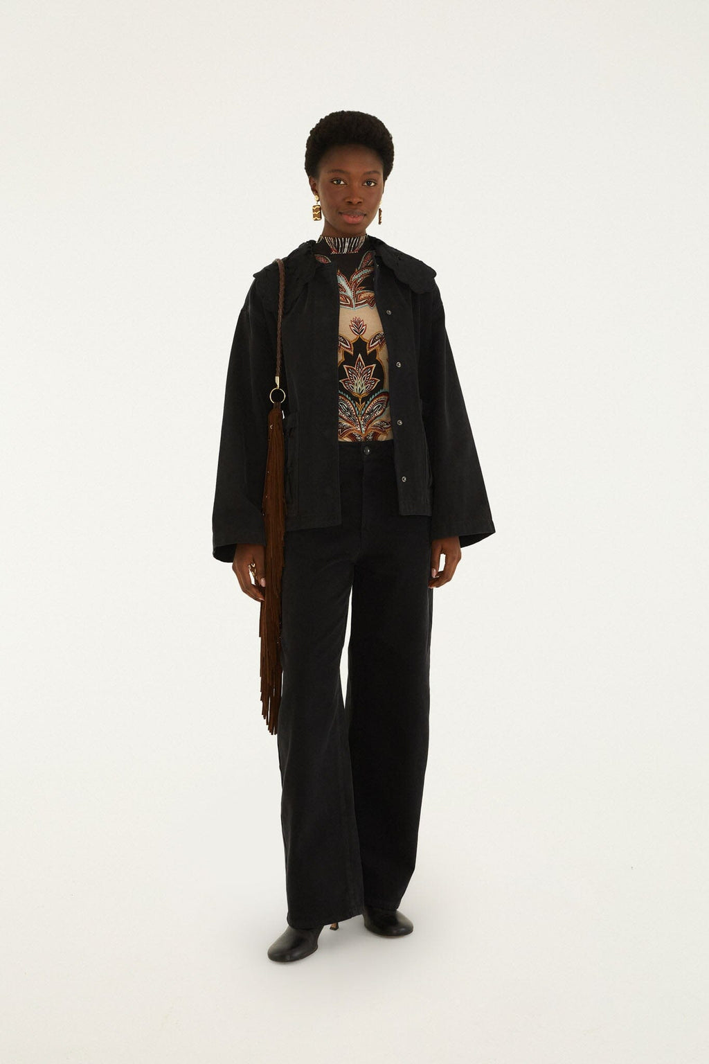 Black Richelieu Denim Trousers