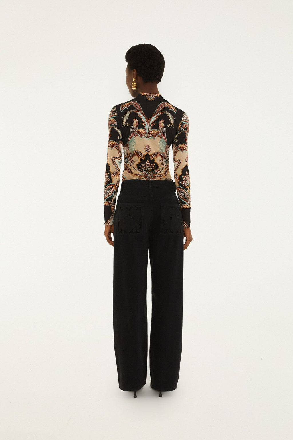 Black Richelieu Denim Trousers