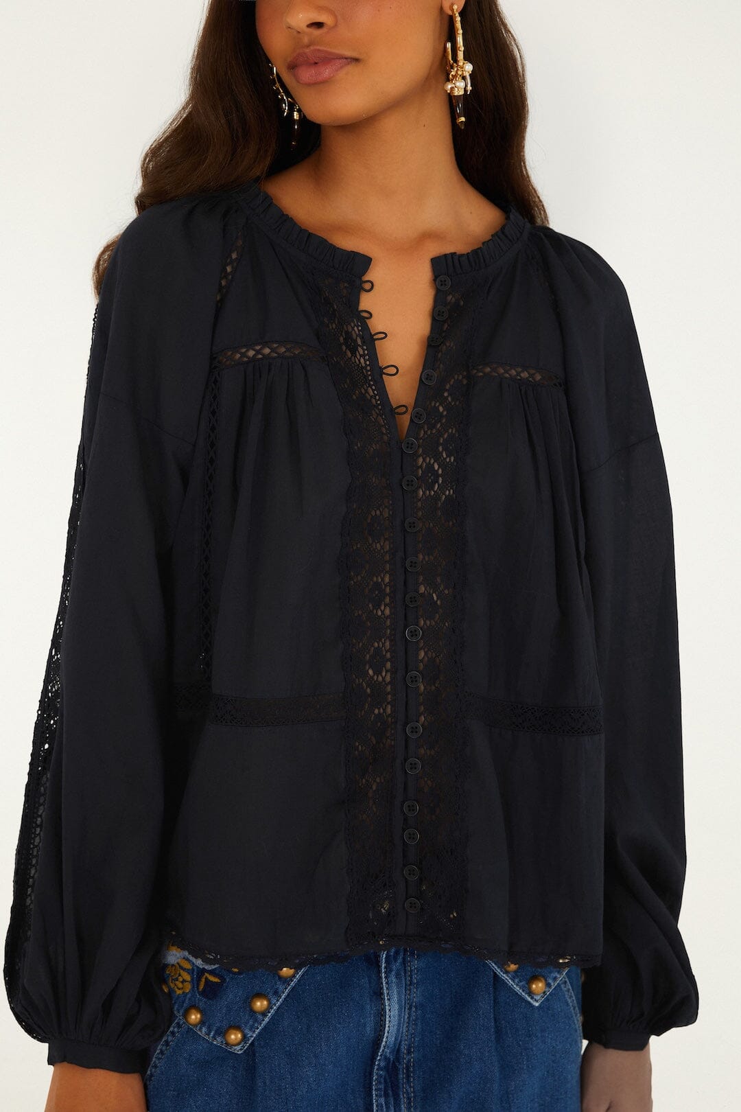 Boho Lace Long Sleeve Blouse
