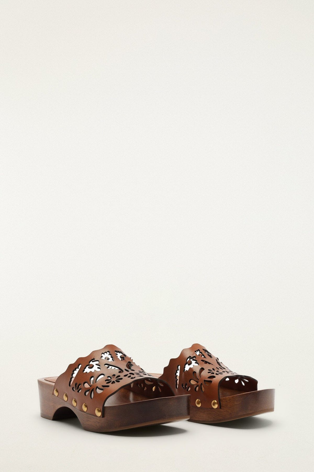 Brown Lace Leather Clog