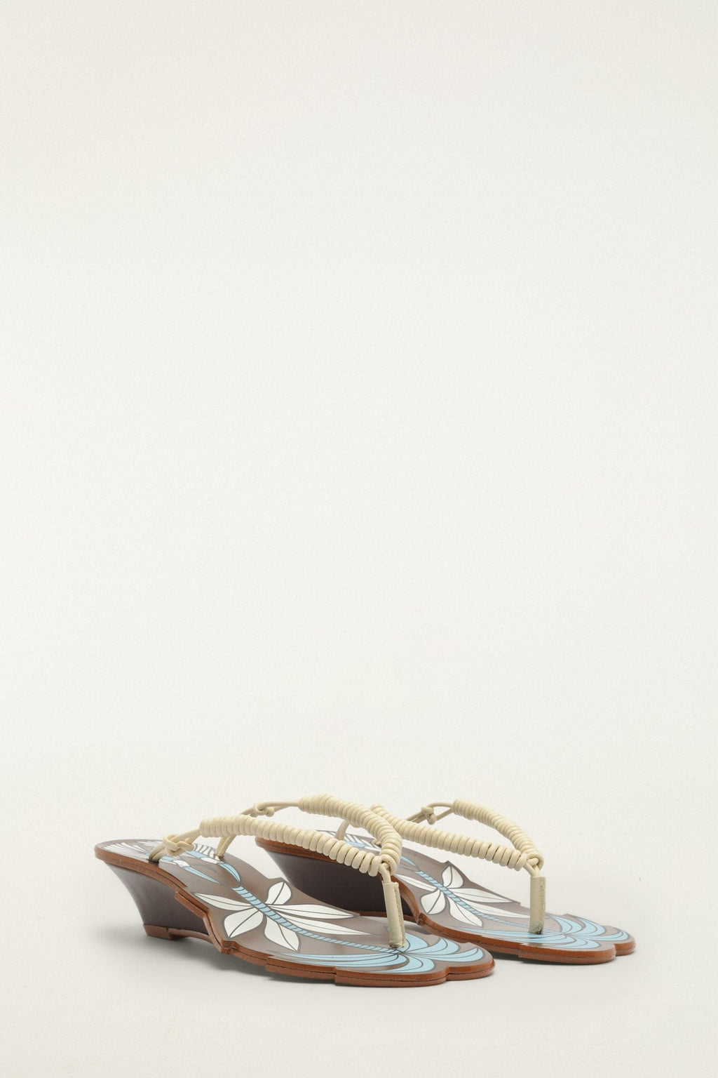 Brown Palm Tree Cutwork Wedge Sandal