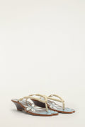 Brown Palm Tree Cutwork Wedge Sandal