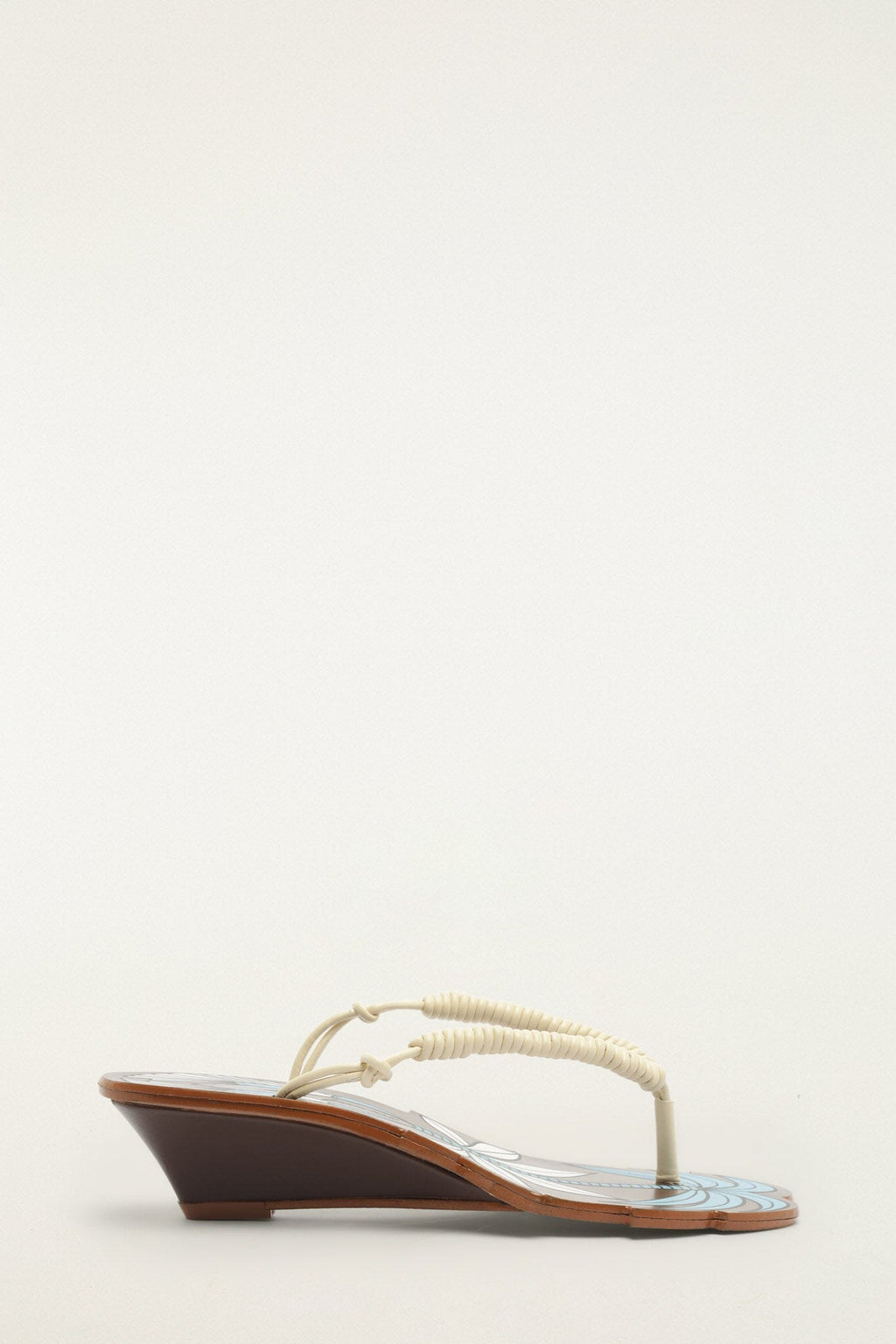 Brown Palm Tree Cutwork Wedge Sandal