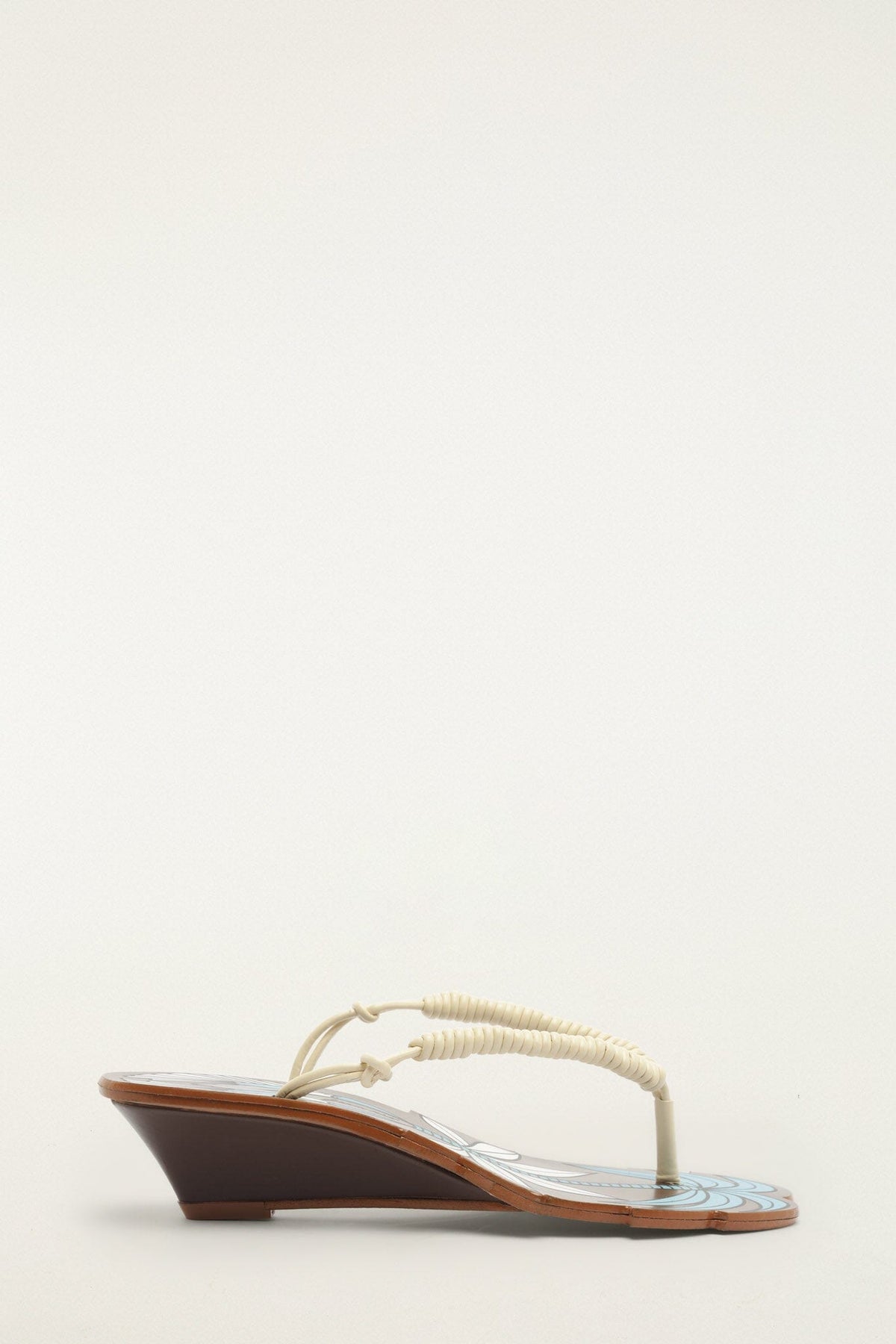 Brown Palm Tree Cutwork Wedge Sandal