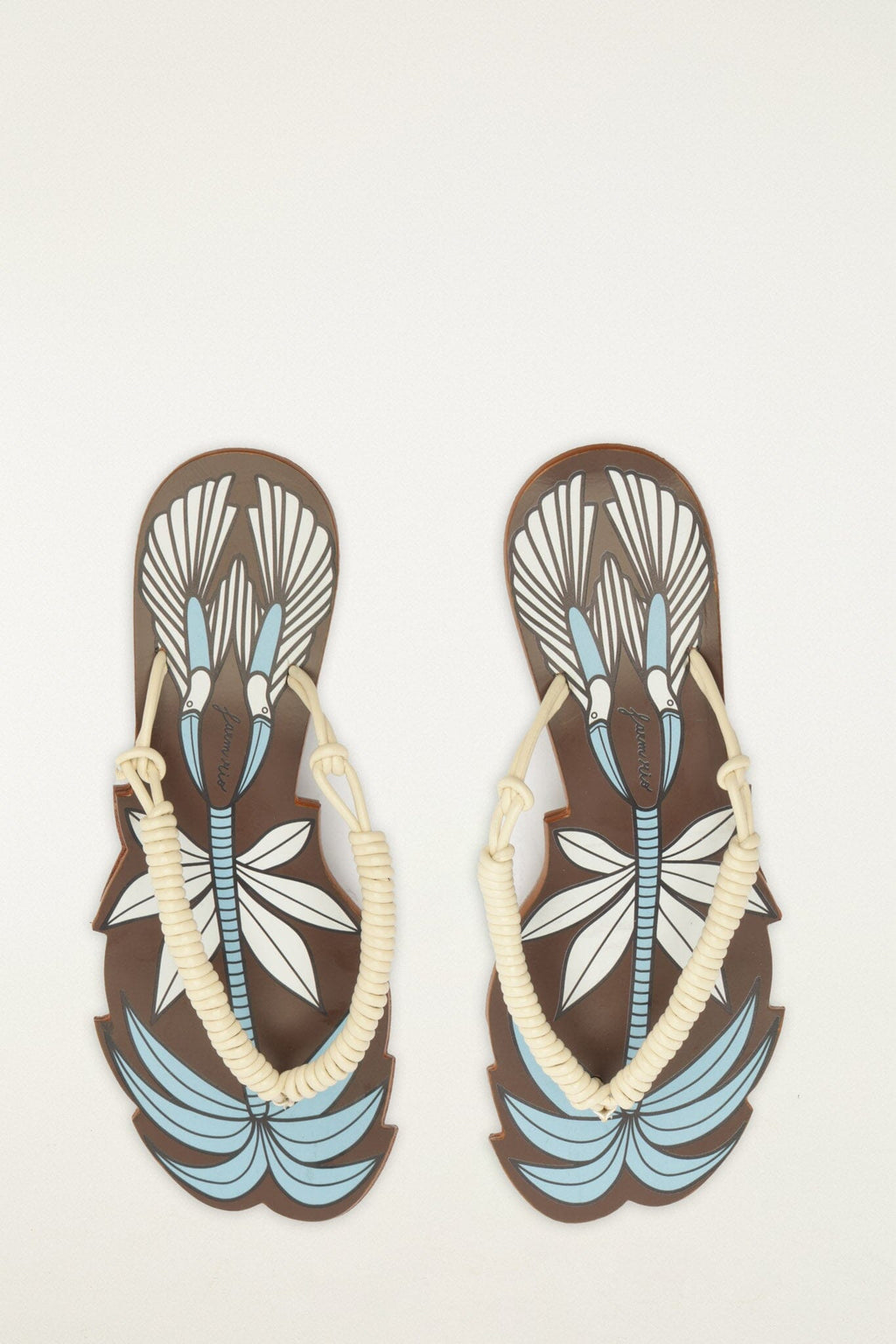 Brown Palm Tree Cutwork Wedge Sandal