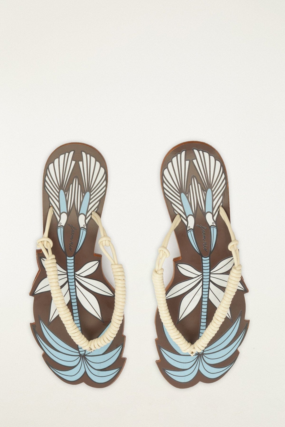 Brown Palm Tree Cutwork Wedge Sandal