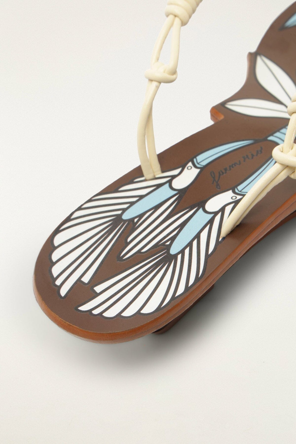 Brown Palm Tree Cutwork Wedge Sandal