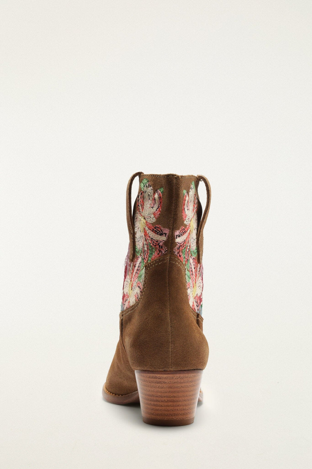 Brown Suede Embroidered Bootie