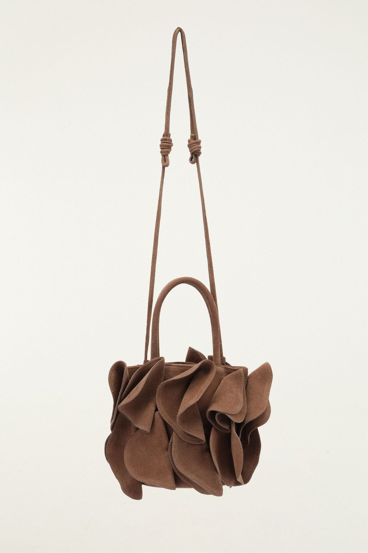 Brown Suede Flower Handbag