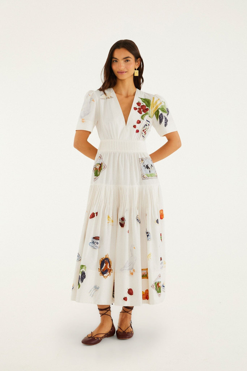Country Table Winter Short Sleeve Midi Dress