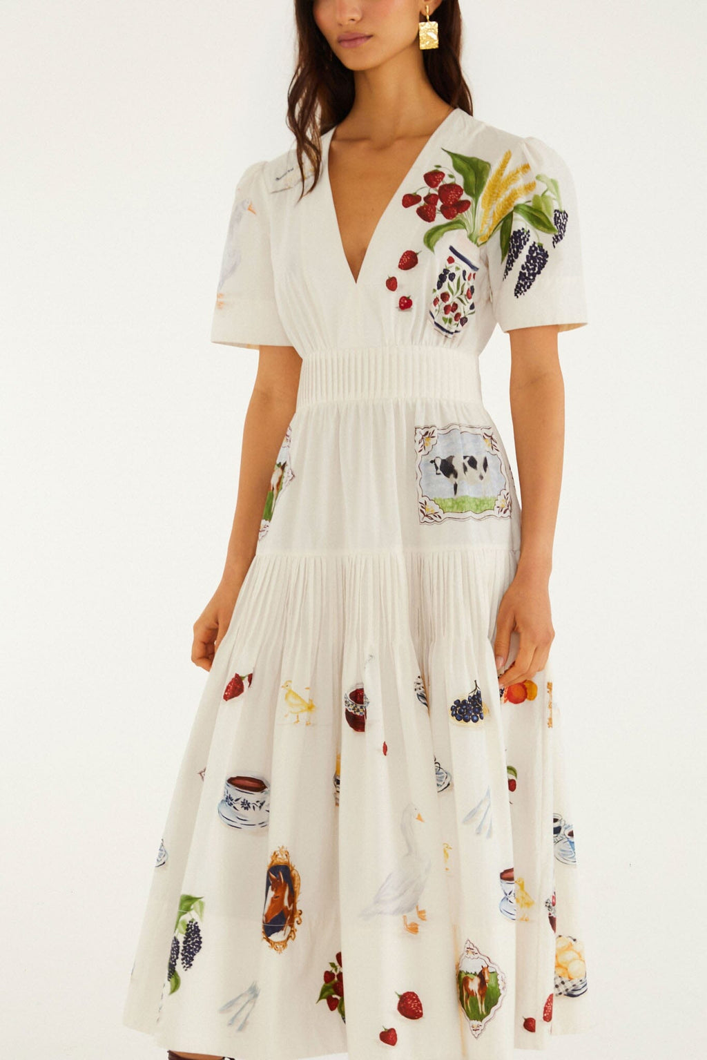 Country Table Winter Short Sleeve Midi Dress