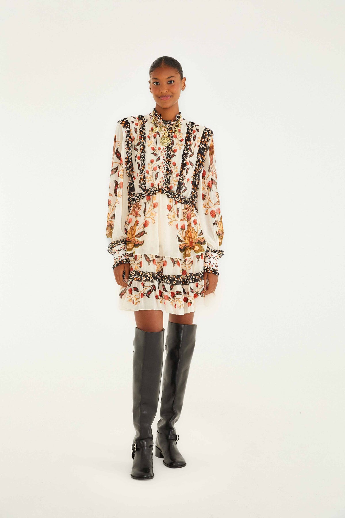 Cream Berry Garden Mini Dress