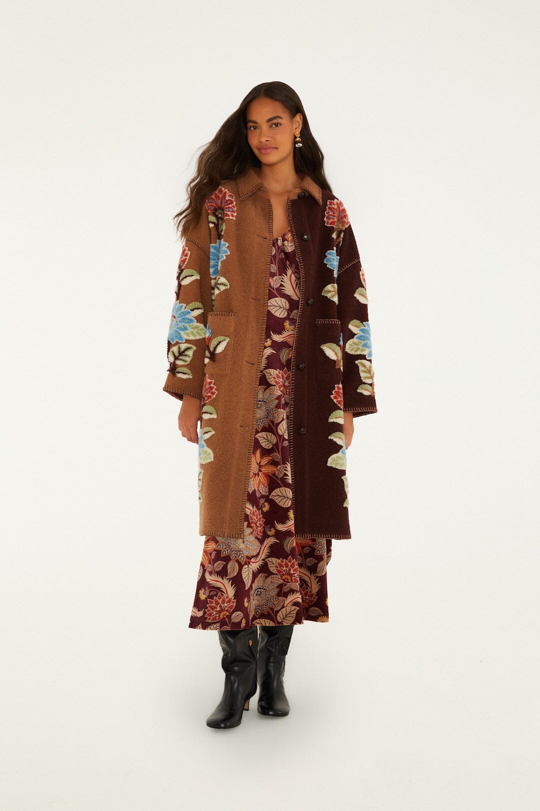Delhi Floral Short Sleeve Velvet Maxi Dress