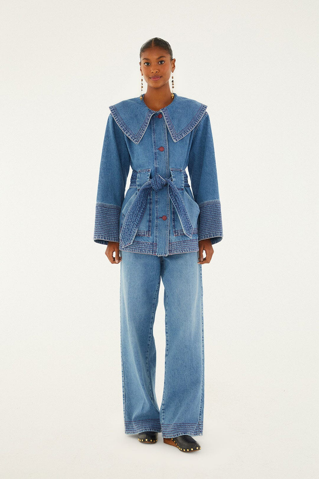 Denim Wide-Leg Pants