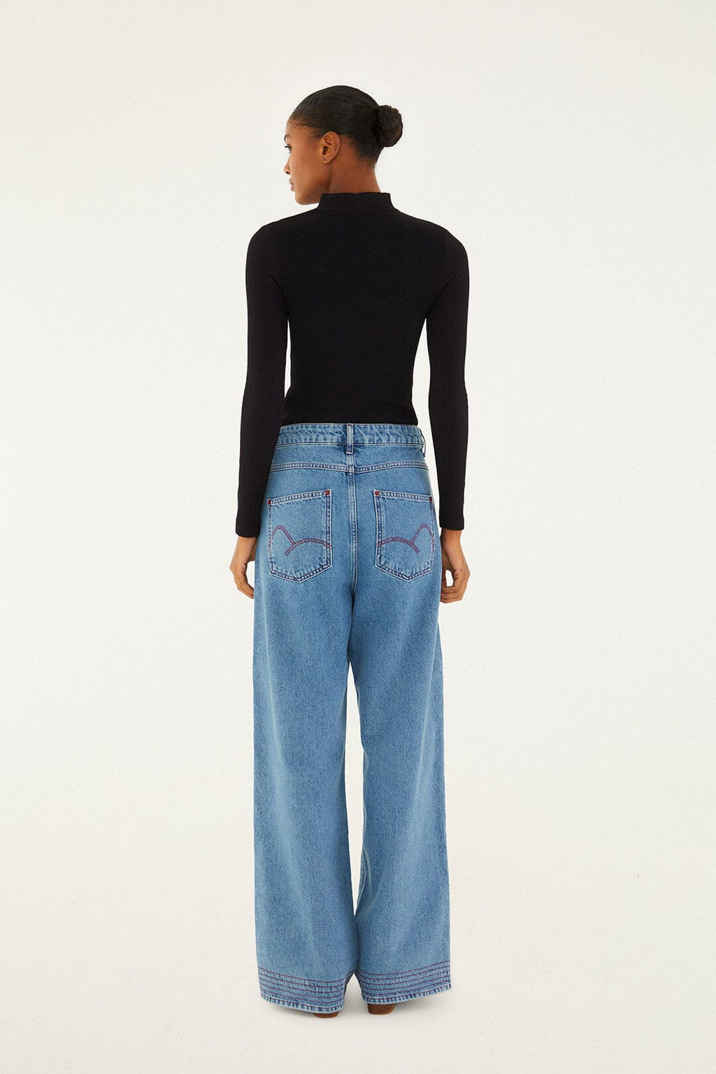 Denim Wide-Leg Pants