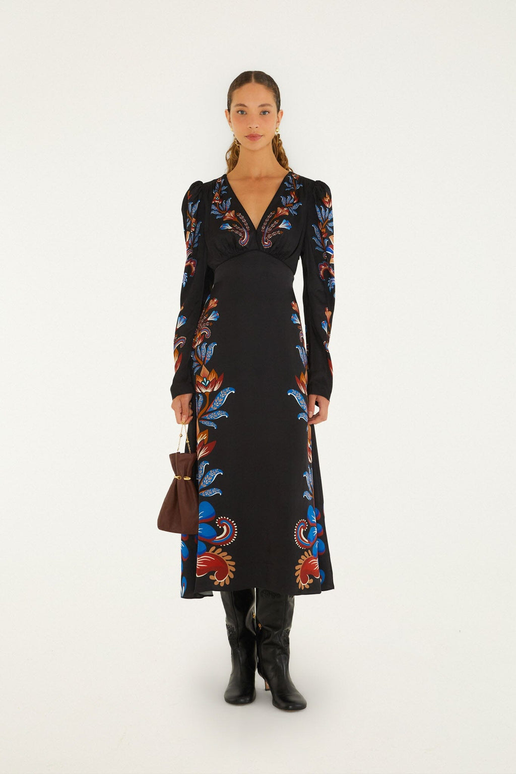 Energy Floral Puff Sleeve Midi Dress
