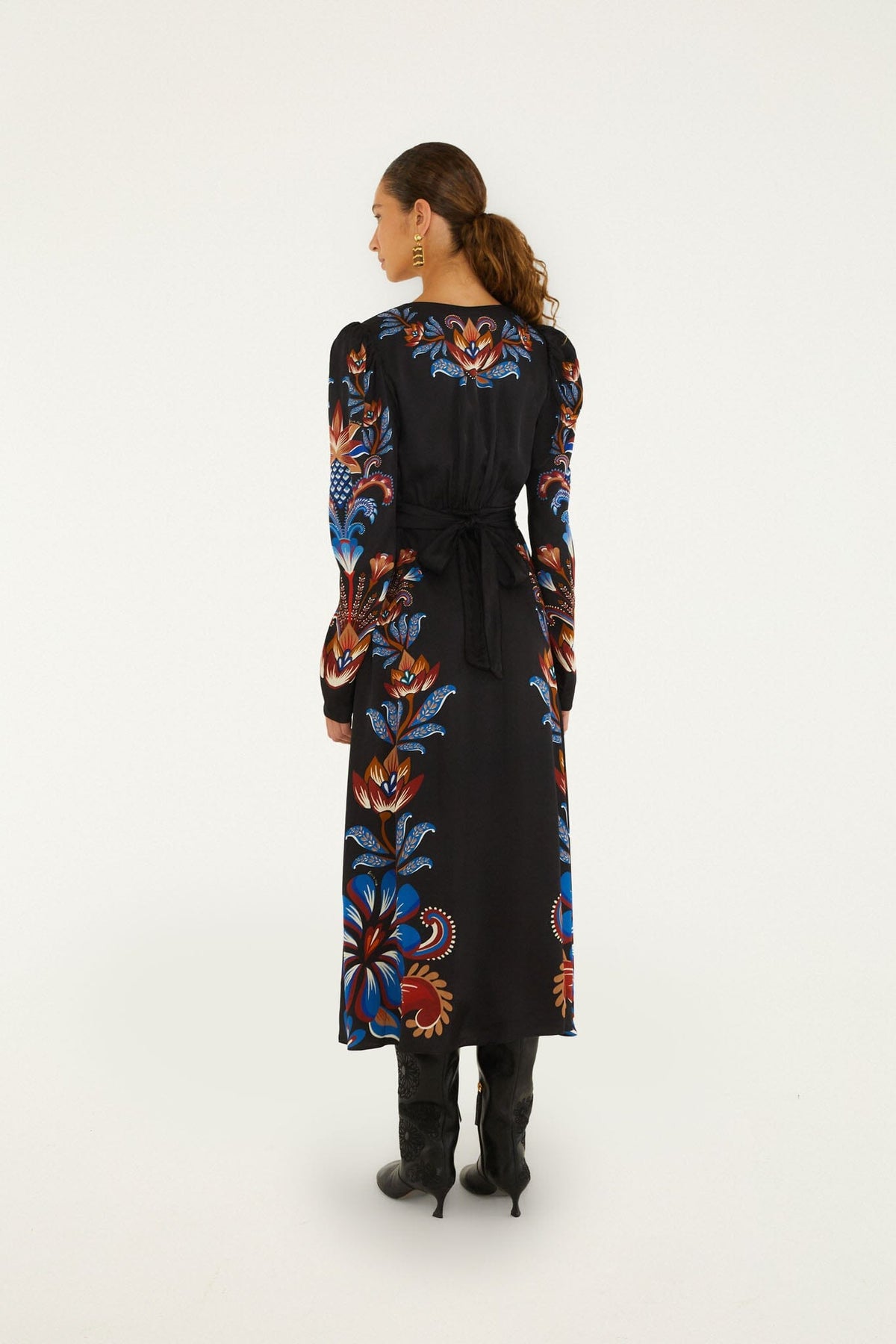 Energy Floral Puff Sleeve Midi Dress