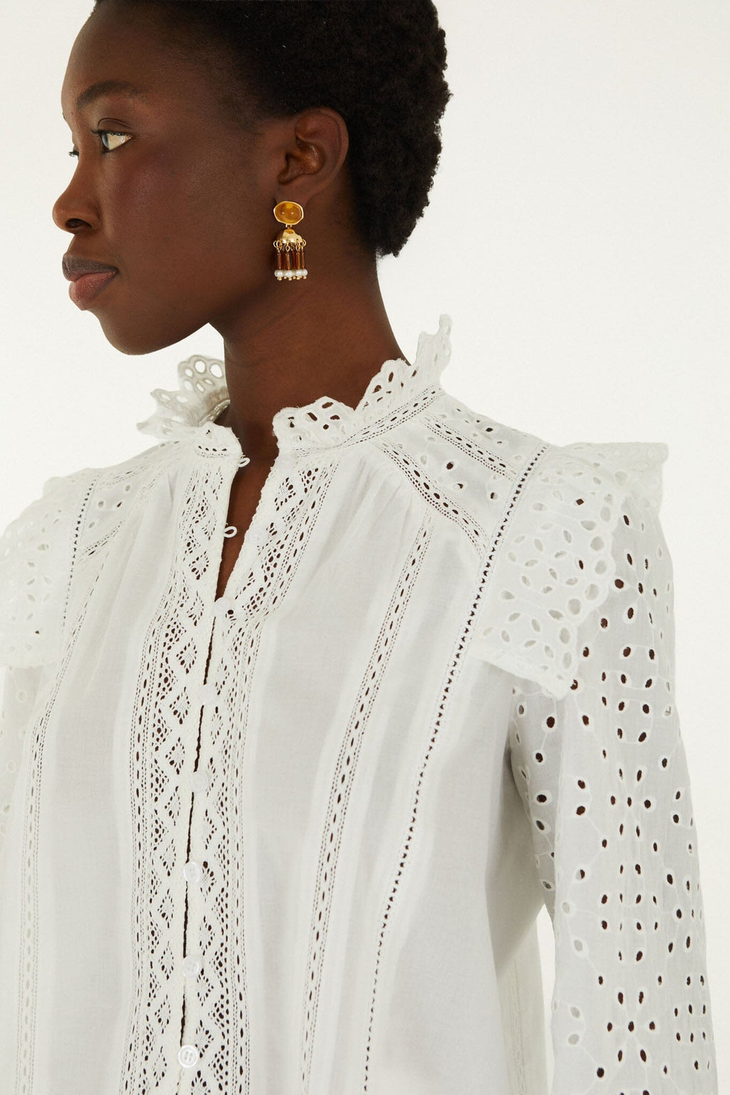 Eyelet Long Sleeve Blouse