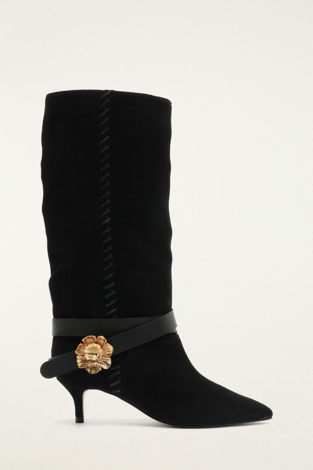 Flower Belt Kitten Boot